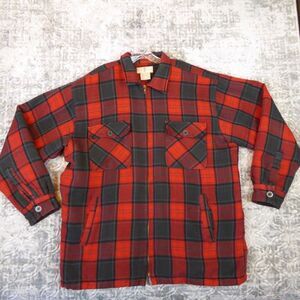 Vintage River Trader Shirt Men Large Red Black Shacket Flannel Jacket Pockets